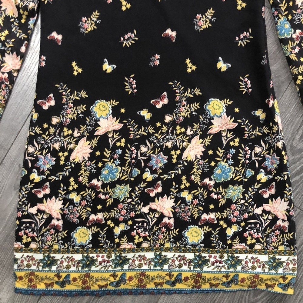 Suzy Shier Floral Print Dress with Sheer Sleeve Detail, Size X small - Picture 4 of 14